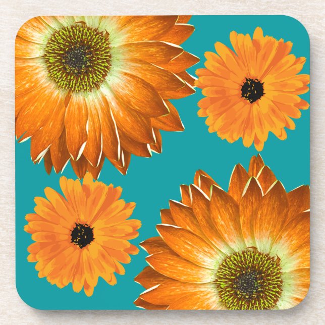 Elegante Sonnenblume Getränkeuntersetzer (Vorderseite)