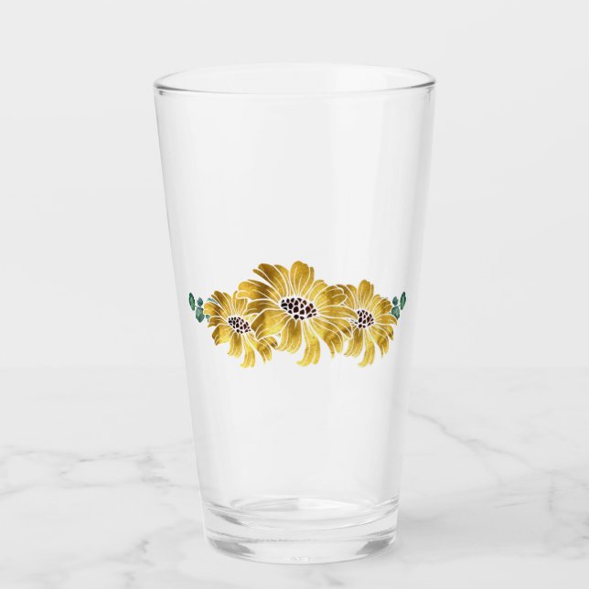 Elegante Sonnenblume-Gläser Glas (Vorderseite)