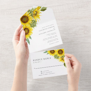 Elegante Sonnenblume Hochzeitliches Wasser UAWG All In One Einladung