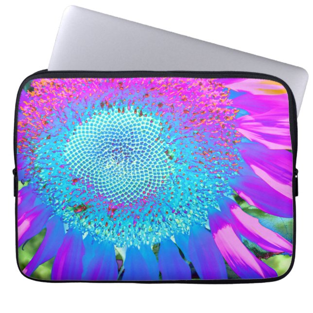Elegante Sonnenblume lila rosa blühende Blüte Laptopschutzhülle (Vorderseite)