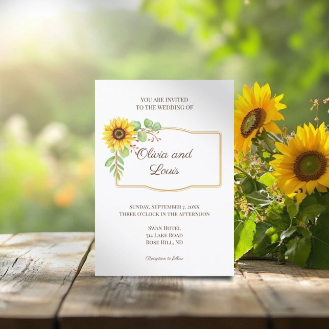Elegante Sonnenblume Moderne Blumen Hochzeit Einla Einladung (Von Creator hochgeladen)