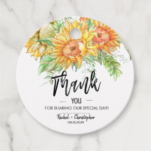 Elegante Sonnenblume Vielen Dank Kalligraphie Hoch Geschenkanhänger