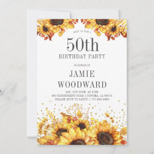 Elegante Sonnenblumen 50. Geburtstag Einladung