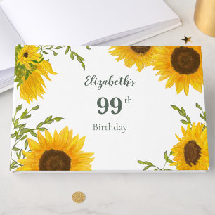 Elegante Sonnenblumen 99. Geburtstags-Gästebuch Gästebuch