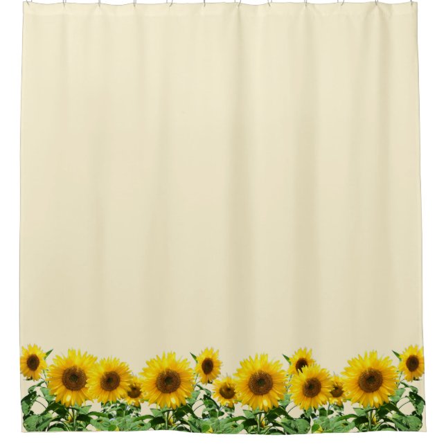 Elegante Sonnenblumen auf Elfenbein Duschvorhang (Vorderseite)