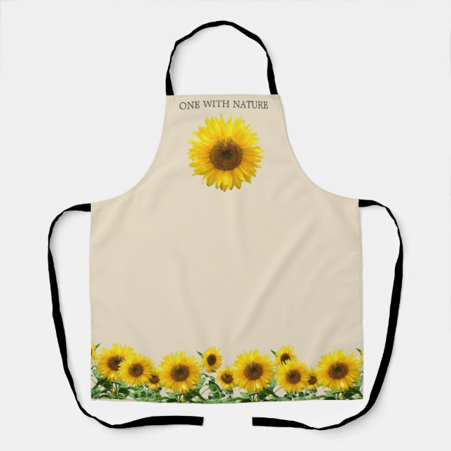 Elegante Sonnenblumen auf hellbeige Schürze (Vorderseite)
