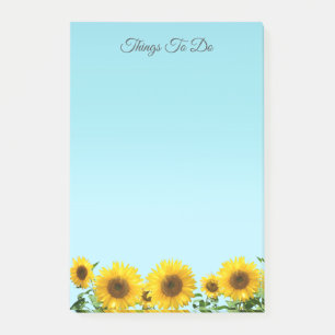 Elegante Sonnenblumen auf himmelblauen Dinge zu tu Post-it Klebezettel