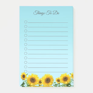 Elegante Sonnenblumen auf himmelblauen Dingen-zu-T Post-it Klebezettel