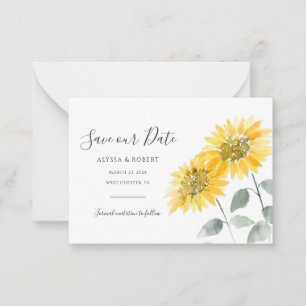 Elegante Sonnenblumen Botanische Hochzeit retten d Mitteilungskarte