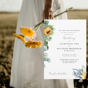 Elegante Sonnenblumen-Braut-Eltern-Hochzeit Einladung