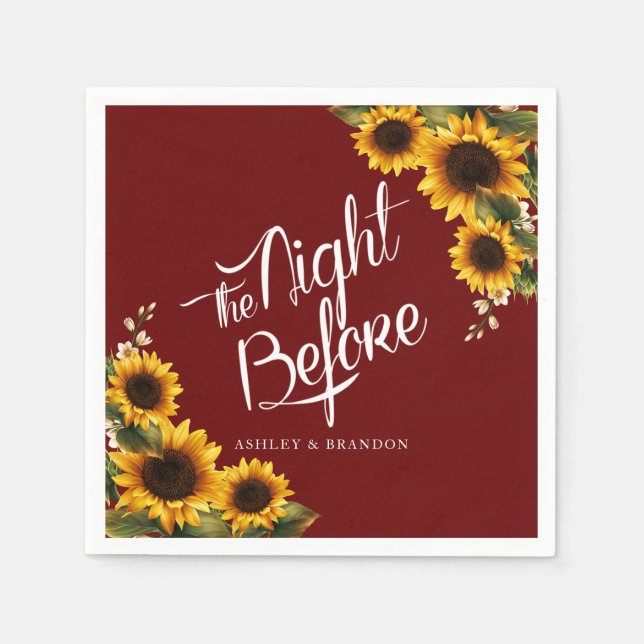 Elegante Sonnenblumen Die Nacht vor Napkin Serviette (Vorderseite)