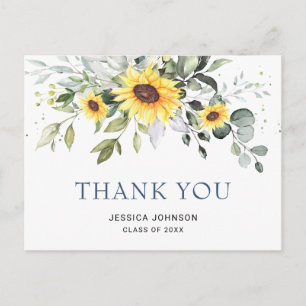 Elegante Sonnenblumen Eukalyptus Abschluss Vielen Postkarte
