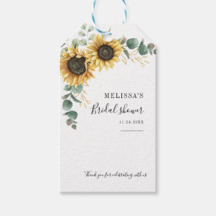 Elegante Sonnenblumen-Eukalyptus-Blumen-Brautparty Geschenkanhänger