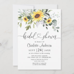 Elegante Sonnenblumen Eukalyptus BRIDALSHOWER Einladung