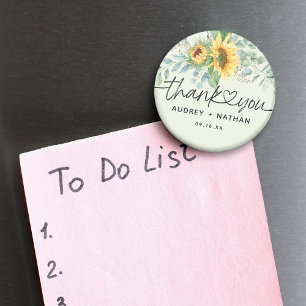 Elegante Sonnenblumen-Eukalyptus-Dankeschön-Hochze Magnet
