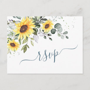 Elegante Sonnenblumen Eukalyptus Florale Hochzeit  Postkarte