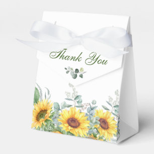 Elegante Sonnenblumen Eukalyptus Florale Hochzeits Geschenkschachtel