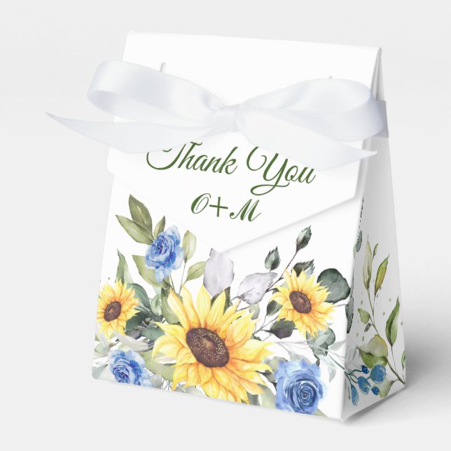Elegante Sonnenblumen Eukalyptus florales Geschenk Geschenkschachtel (Vorderseite)