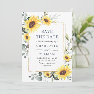Elegante Sonnenblumen-Eukalyptus-Hochzeits-QR-Code Save The Date