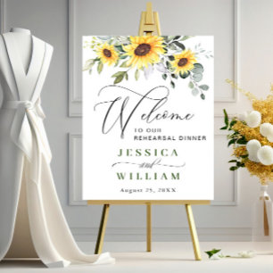 Elegante Sonnenblumen Eukalyptus Probe Abendessen Poster