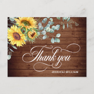 Elegante Sonnenblumen Eukalyptus Rustic Vielen Dan Postkarte