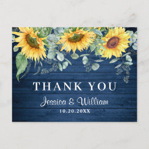 Elegante Sonnenblumen Eukalyptus Rustic Vielen Dan Postkarte