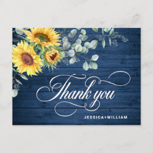 Elegante Sonnenblumen Eukalyptus Rustic Vielen Dan Postkarte