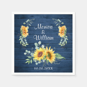 Elegante Sonnenblumen Eukalyptus Rustikale Holz Ho Serviette