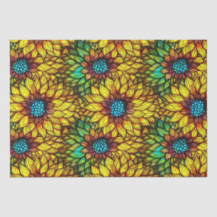 Elegante Sonnenblumen Faux-Buntglas-Muster Seidenpapier