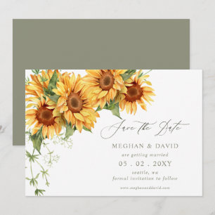 Elegante Sonnenblumen Garten Blumen Save the Date Ankündigung