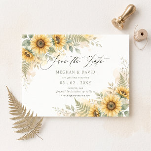 Elegante Sonnenblumen Garten Blumen Save the Date Ankündigungspostkarte