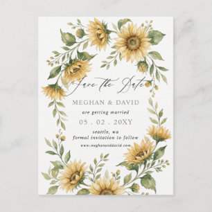 Elegante Sonnenblumen Garten Blumen Save-the-Date Ankündigungspostkarte