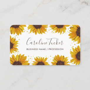 Elegante Sonnenblumen Goldene Punkte Moderne Bouti Visitenkarte