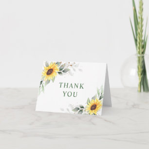 Elegante Sonnenblumen Grüne Blumen Dankeskarte
