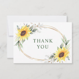 Elegante Sonnenblumen Grüne Blumen Dankeskarte