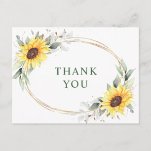 Elegante Sonnenblumen Grüne Flora Vielen Dank Postkarte
