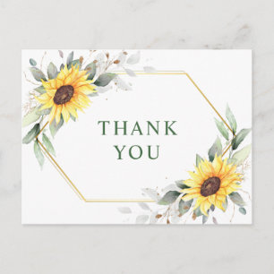 Elegante Sonnenblumen Grüne Flora Vielen Dank Postkarte