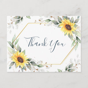 Elegante Sonnenblumen Grüne Flora Vielen Dank Postkarte