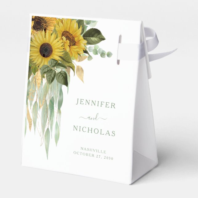 Elegante Sonnenblumen Hochzeit Geschenkschachtel (Rückseite)