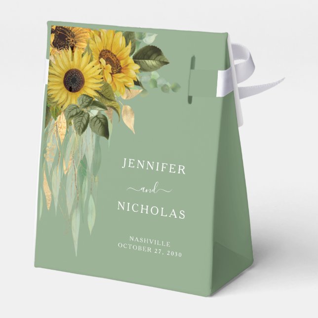 Elegante Sonnenblumen Hochzeit Geschenkschachtel (Rückseite)
