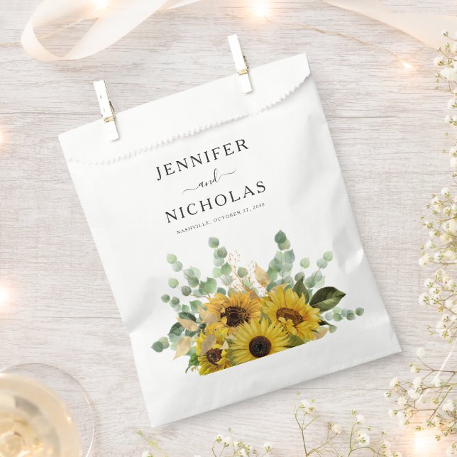 Elegante Sonnenblumen Hochzeit Geschenktütchen (Ausgeschnitten)