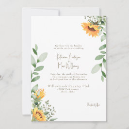 Elegante Sonnenblumen Hochzeit Gold Text No Parts Einladung