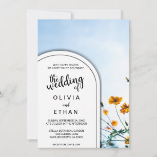 Elegante Sonnenblumen-Hochzeit im Himmel Sommer Fl Einladung