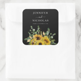 Elegante Sonnenblumen Hochzeit Quadratischer Aufkleber