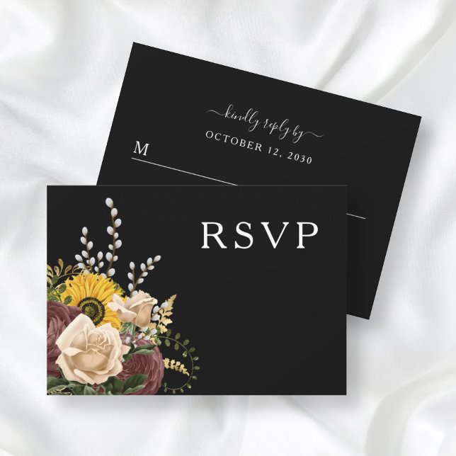 Elegante Sonnenblumen Hochzeit RSVP Karte (Von Creator hochgeladen)