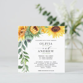 Elegante Sonnenblumen Moderne Wasserfarbenhochzeit Einladung