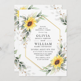 Elegante Sonnenblumen Probe Abendessen Einladung