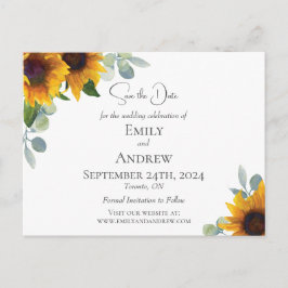 Elegante Sonnenblumen und Aquarellwiesen Einladungspostkarte