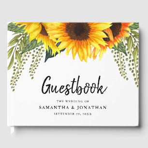 Elegante Sonnenblumen und Foliage Wedding Gästebuch