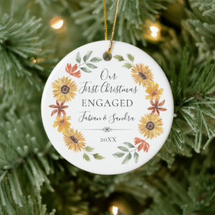 Elegante Sonnenblumen Unser erstes Weihnachtsfest Keramik Ornament